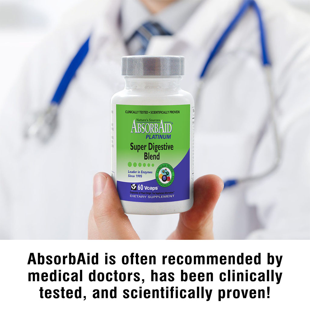 Nature's Sources AbsorbAid Platinum Super Digestive Enzyme & Probiotic Blend Vegetarian Capsules For Digestive Support, Pack of 60's