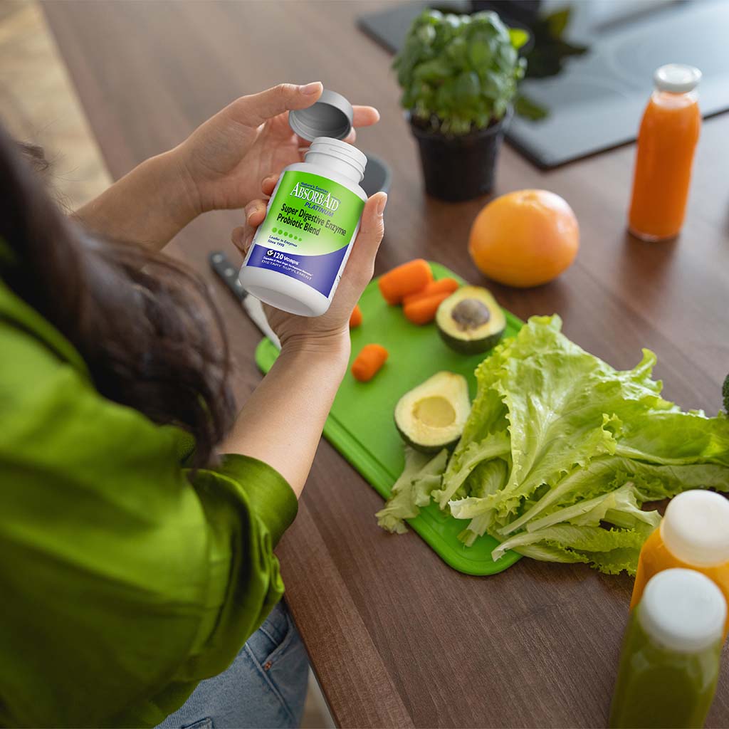 Nature's Sources AbsorbAid Platinum Super Digestive Enzyme & Probiotic Blend Vegetarian Capsules For Digestive Support, Pack of 120's