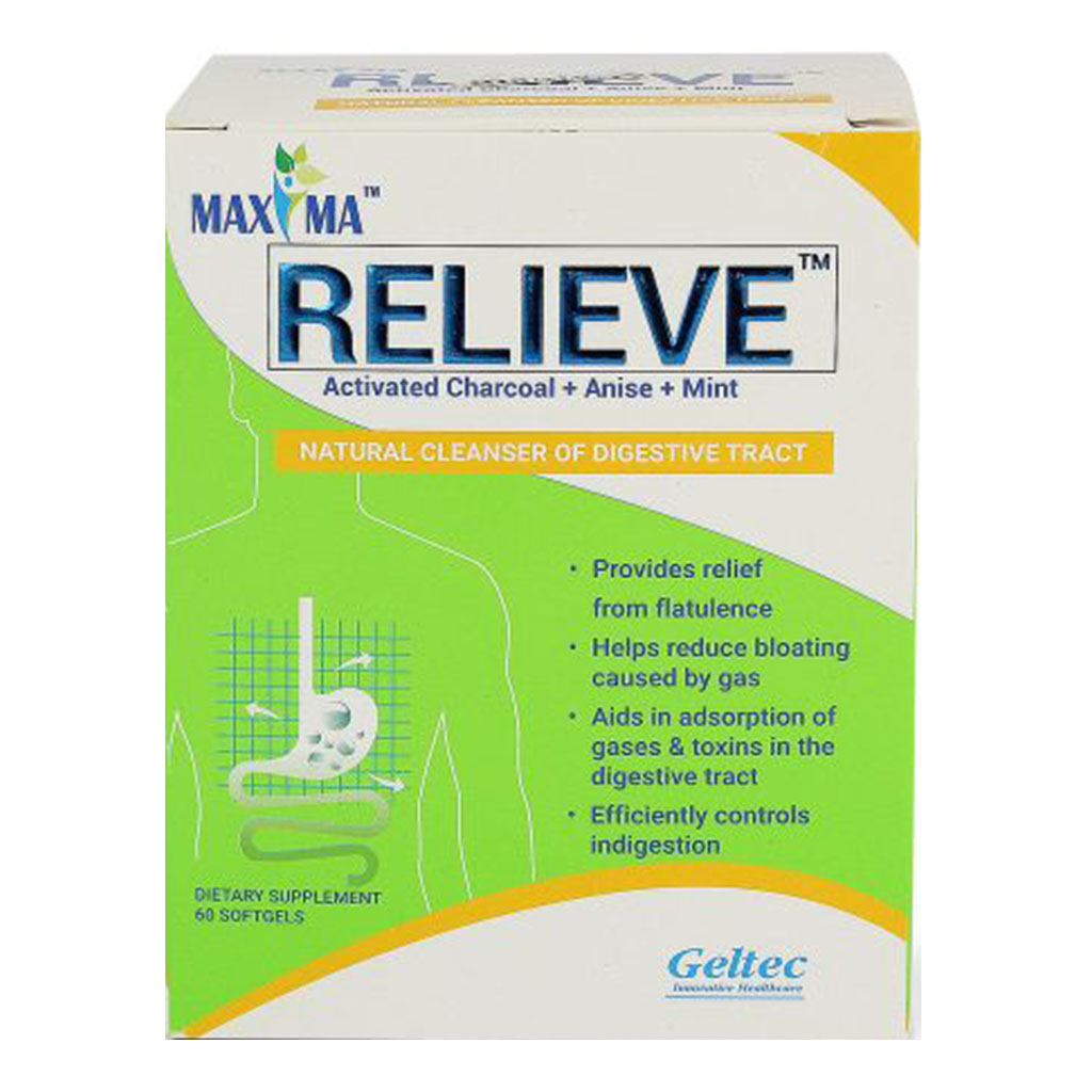 Maxima Relieve Activated Charcoal, Anise, Mint Supplement Softgels, Pack of 60s