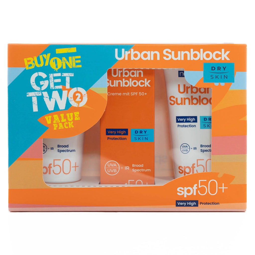 Novaclear Urban Sunblock SPF 50+ Face Sunscreen For Dry Skin 40ml, Value Pack of 1+2's