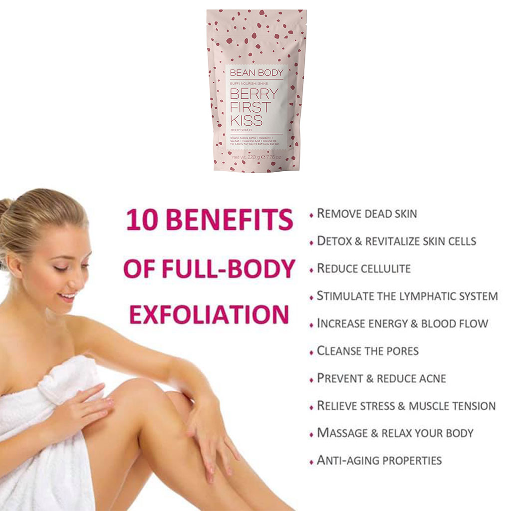 BeanBody Berry First Kiss Nourishing Body Scrub With Coffee & Raspberry 220g