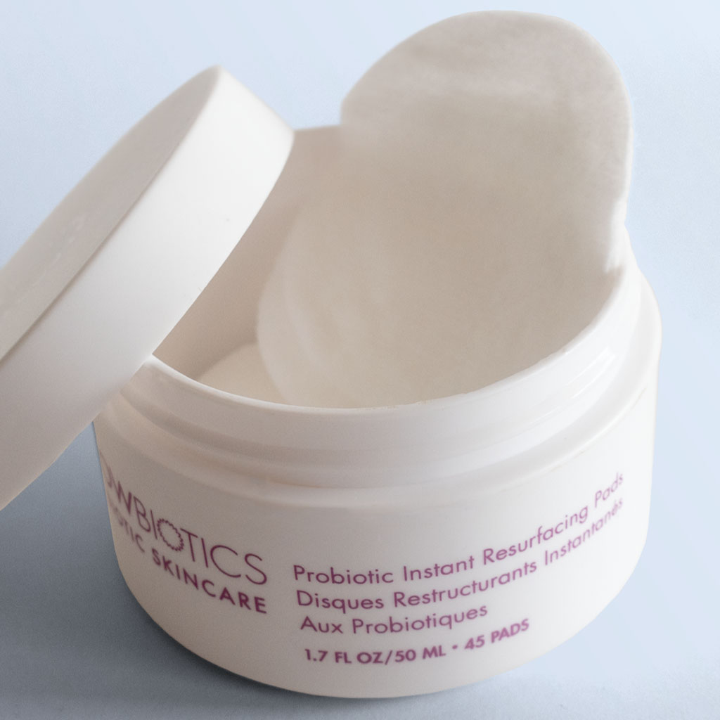 GlowBiotics Probiotic Instant Resurfacing Gentle Facial Exfoliating Pads With AHA, Pack of 45's