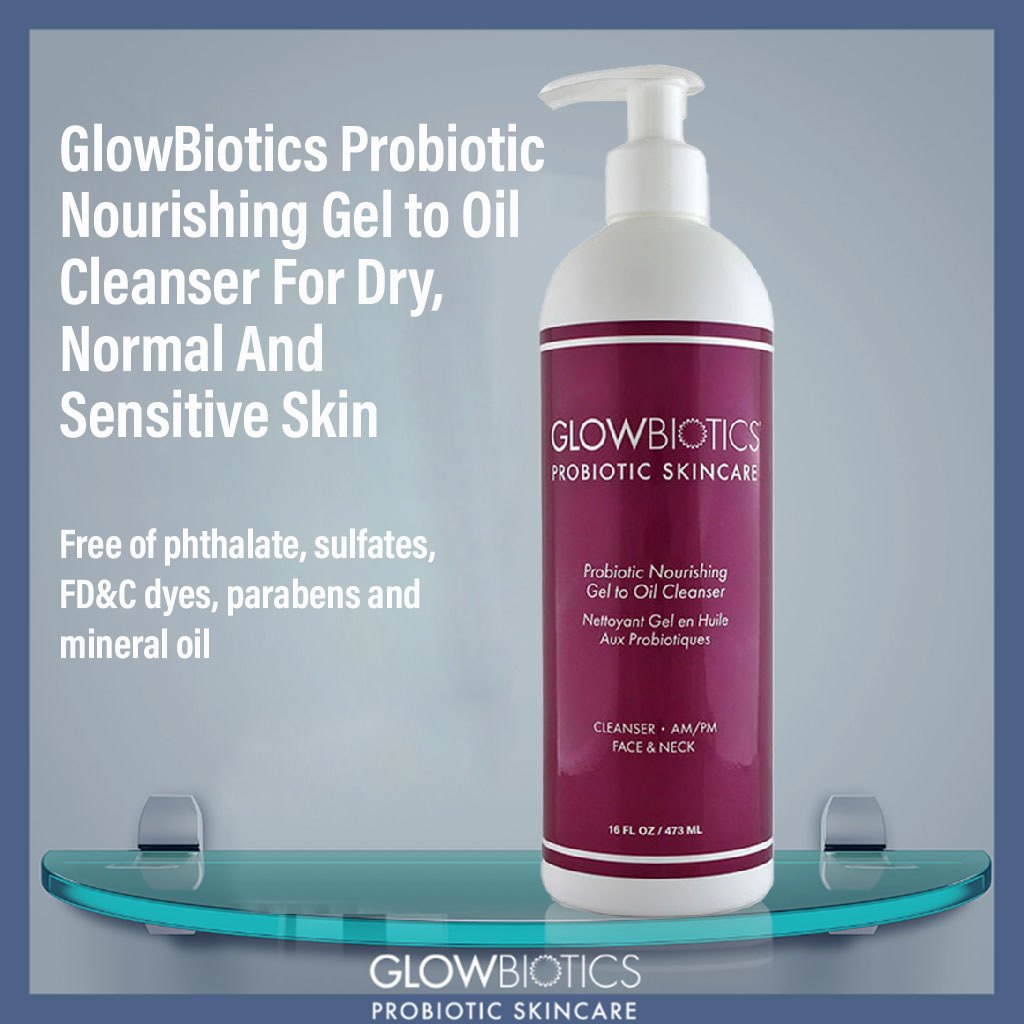 GlowBiotics Probiotic Nourishing Gel to Oil Face Cleanser For Dry, Normal & Sensitive Skin 473ml