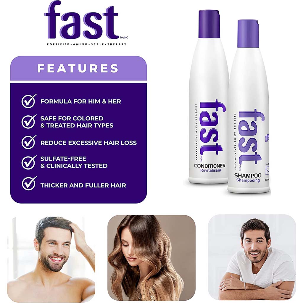 Nisim FAST Fortified Amino Scalp Therapy 300ml Sulfate Free Shampoo & Conditioner, Pack of 2's