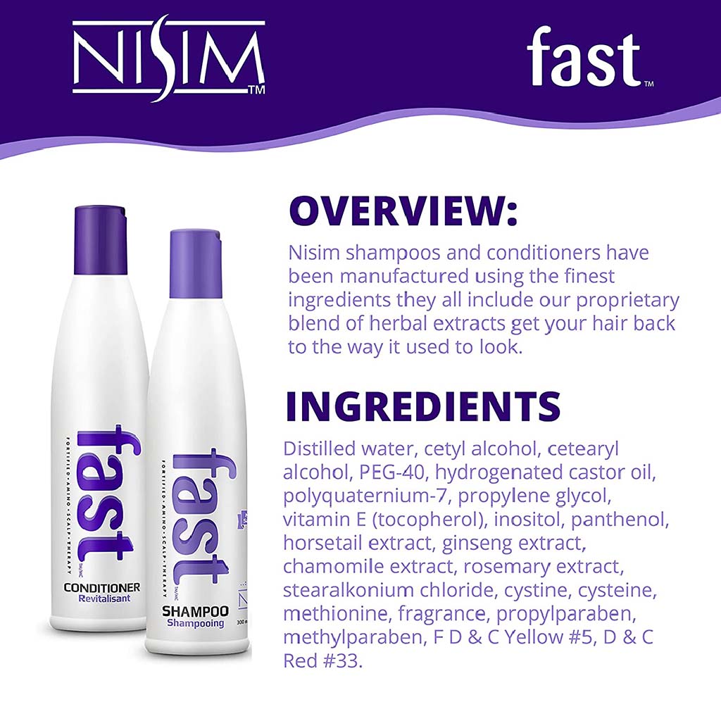 Nisim FAST Fortified Amino Scalp Therapy 300ml Sulfate Free Shampoo & Conditioner, Pack of 2's