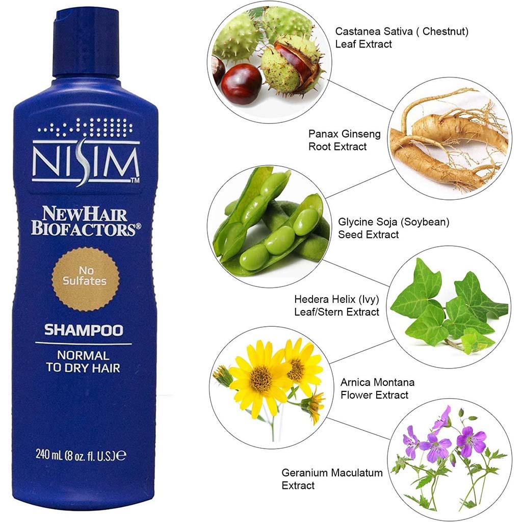 Nisim NewHair Biofactors Sulphate Free Shampoo For Normal To Dry Hair 240ml