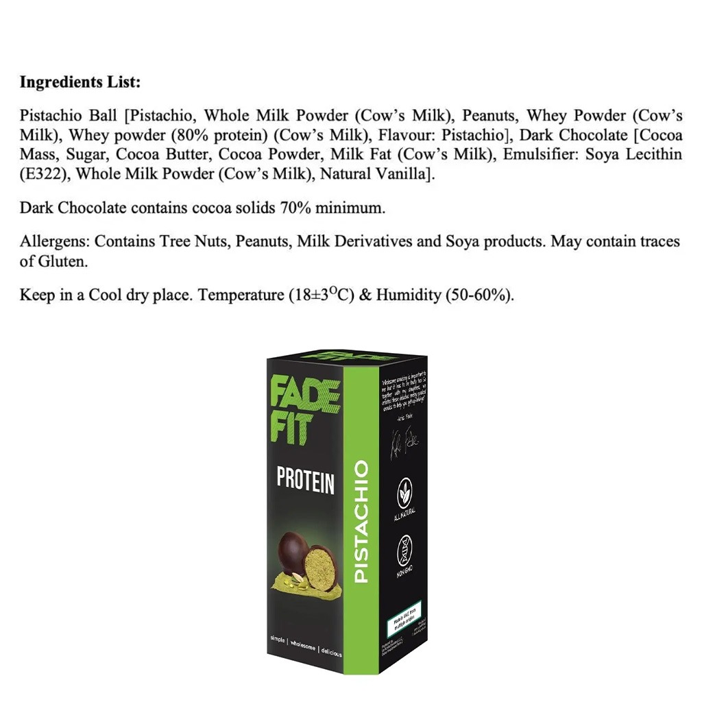 Fade Fit Protein Balls Snack, Pistachio 30g
