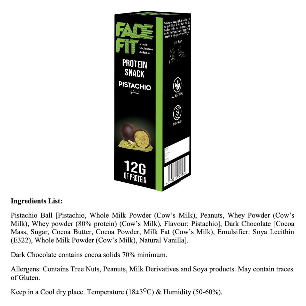Fade Fit Protein Balls Snack, Pistachio 60g