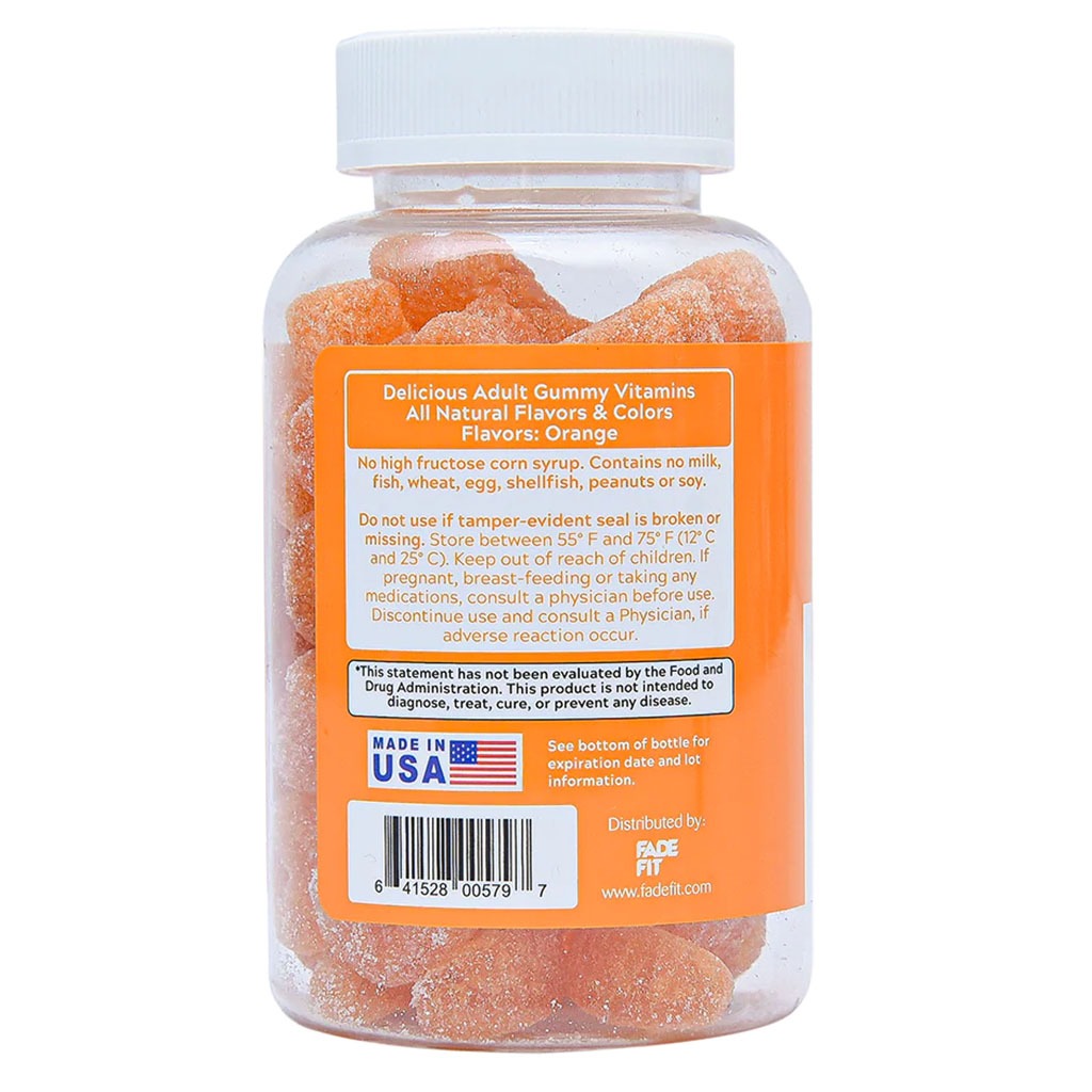 Fade Fit Gelatin-Free Vitamin C Adult Gummies For Antioxidant & Immune Support, Pack of 60's