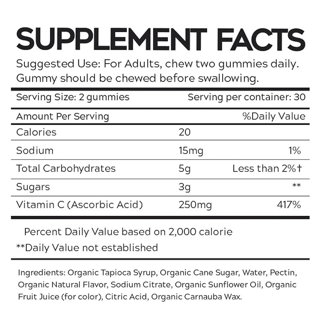 Fade Fit Gelatin-Free Vitamin C Adult Gummies For Antioxidant & Immune Support, Pack of 60's