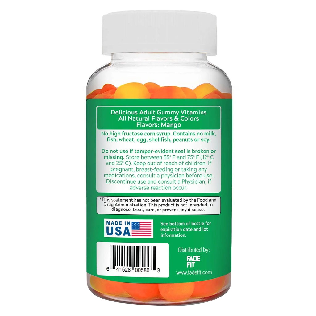 Fade Fit Gelatin-Free Turmeric - Ginger Adult Gummies For Healthy Muscles & Joints, Pack of 60's