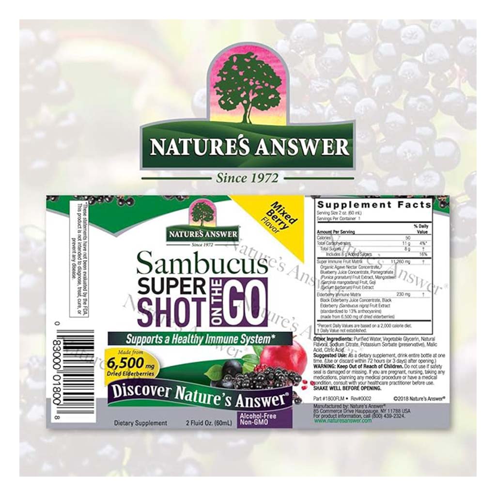 Nature's Answer Sambucus Super Shot On The Go For Immune Support 60ml
