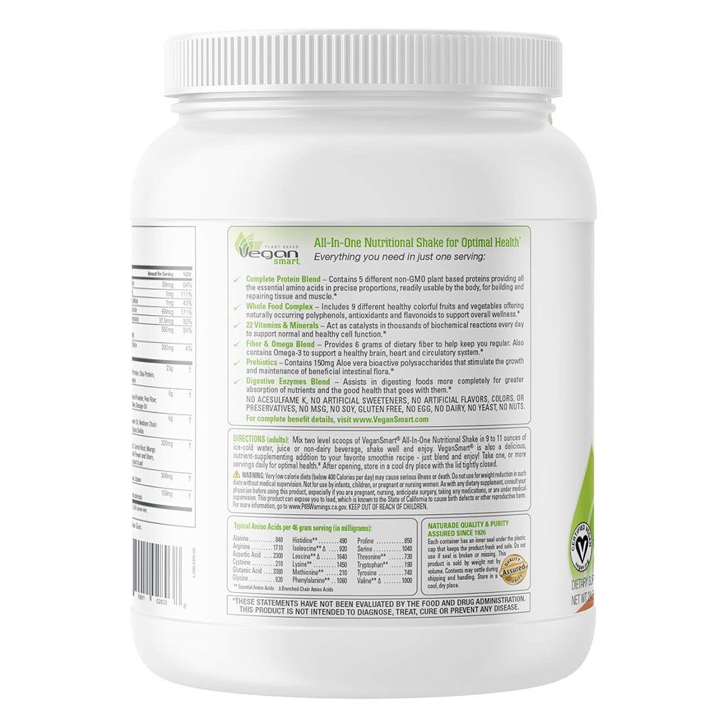 Naturade VeganSmart All-in-One Nutritional Shake Powder, Chocolate Flavor, 15 Servings - 690g