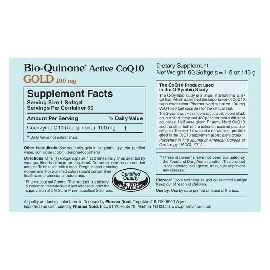 Bio Quinone Active CoQ10 Gold 100mg Softgels For Energy Production & Heart Health, Pack of 60’s