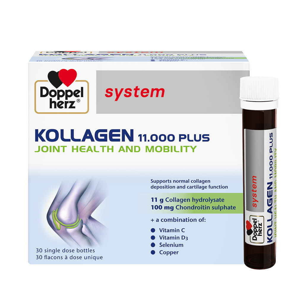 Doppelherz Kollagen 11.000 Plus Drinkable Collagen Supplement For Joint Health, Single Dose Phials, Pack of 30's