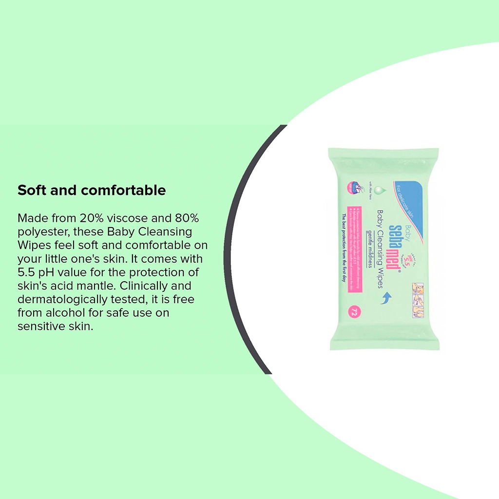 Sebamed Baby Cleansing Wipes With Aloe Vera, Pack of 72's