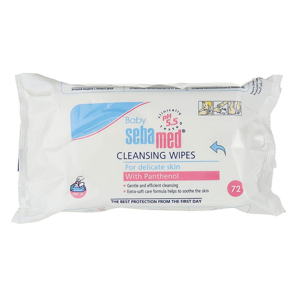 Sebamed Baby Cleansing Wet Wipes With Panthenol For Delicate Skin, Promo Pack of 2 x 72's