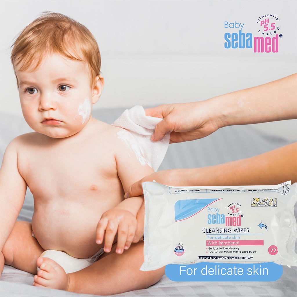 Sebamed Baby Cleansing Wet Wipes With Panthenol For Delicate Skin, Promo Pack of 2 x 72's