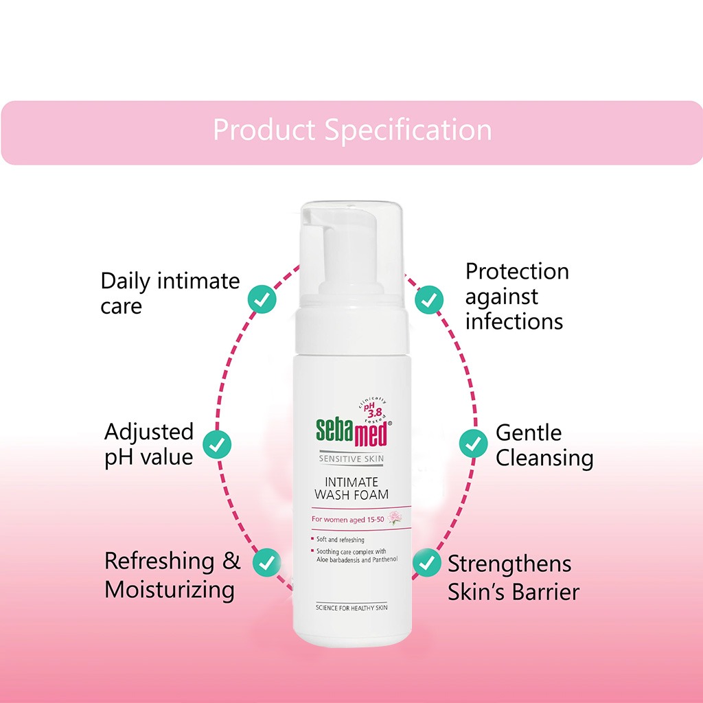 Sebamed Sensitive skin Intimate Wash Foam, Soft & Refreshing 150ml