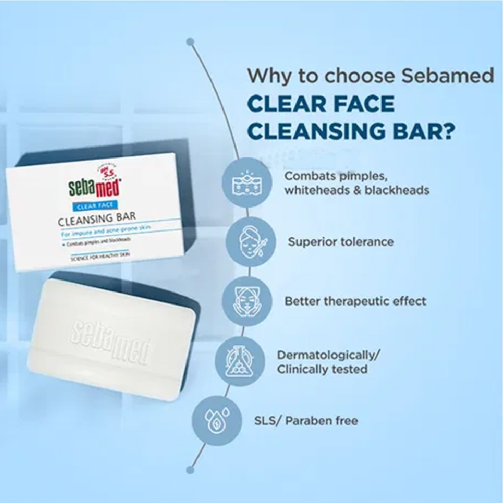 Sebamed Clear Face Cleansing Bar For Impure Acne-Prone Skin & Blackheads 150g