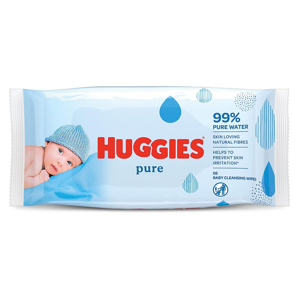 Huggies Pure Cleansing Baby Wet Wipes, Pack of 56's