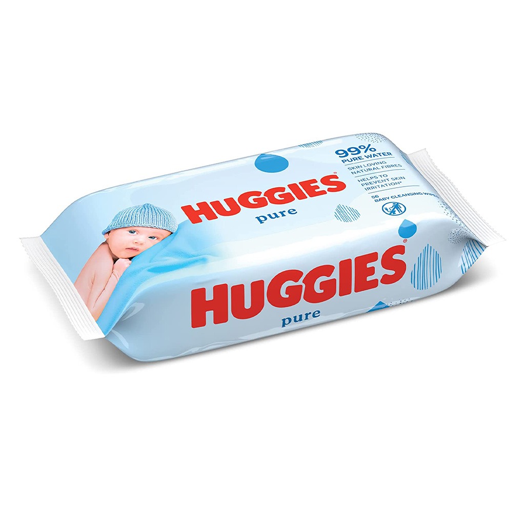 Huggies Pure Cleansing Baby Wet Wipes, Pack of 56's