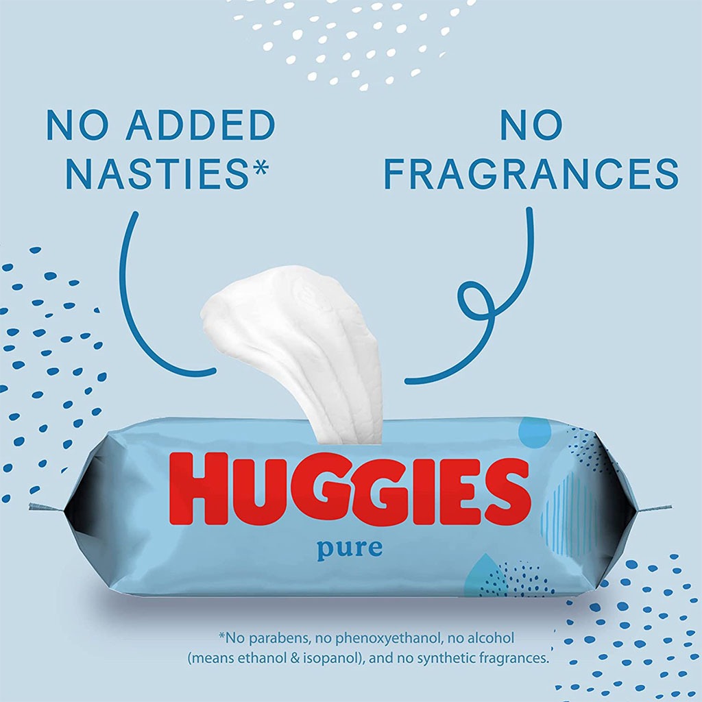 Huggies Pure Cleansing Baby Wet Wipes, Pack of 56's