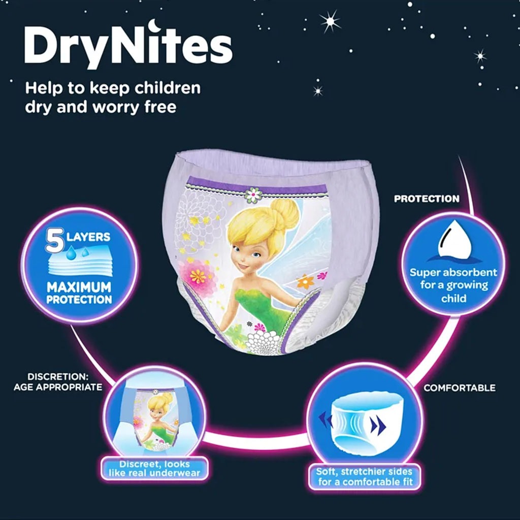 Huggies DryNites Pyjama Pants, 3-5 Years, 16-23Kg, Bed Wetting Diapers For Girls, Jumbo Pack of 16's