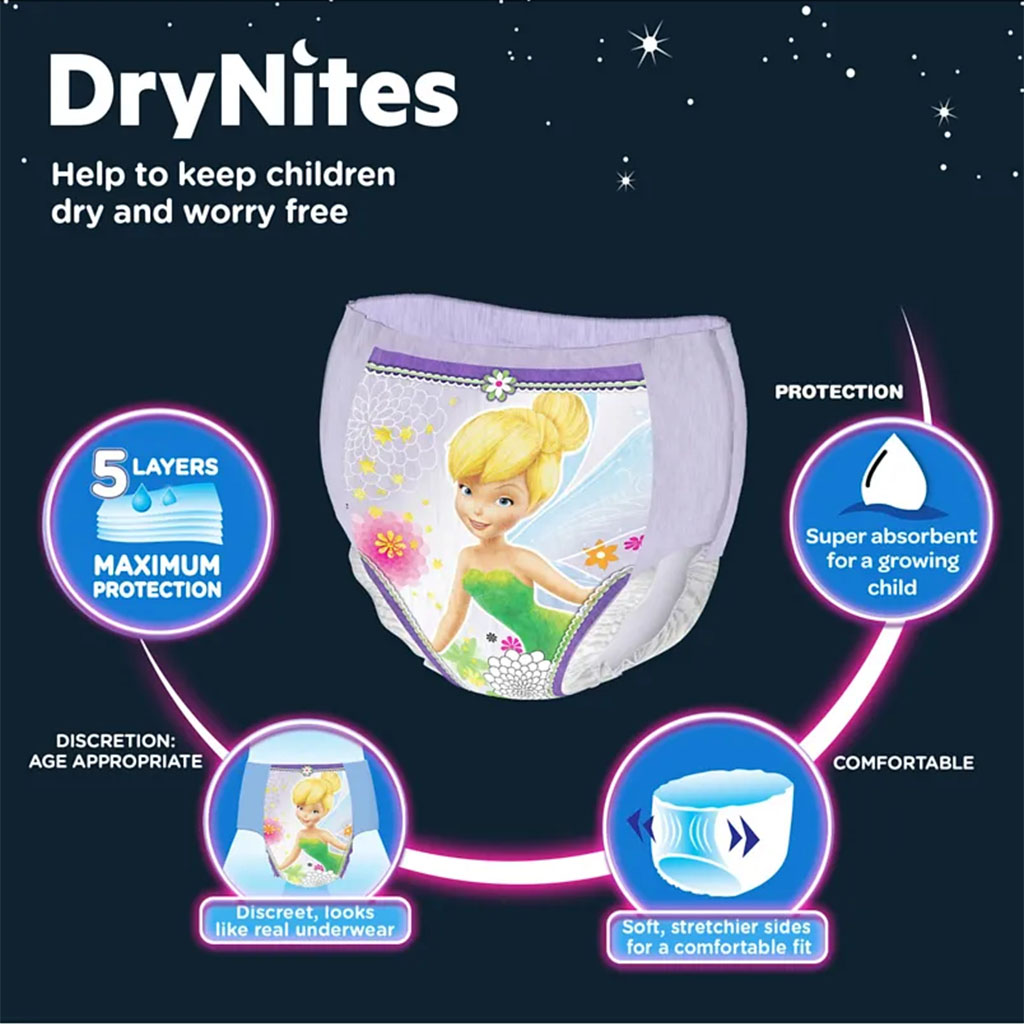 Huggies DryNites Pyjama Pants, 4-7 Years, 17-30Kg, Bed Wetting Diapers For Boys, Jumbo Pack of 16's