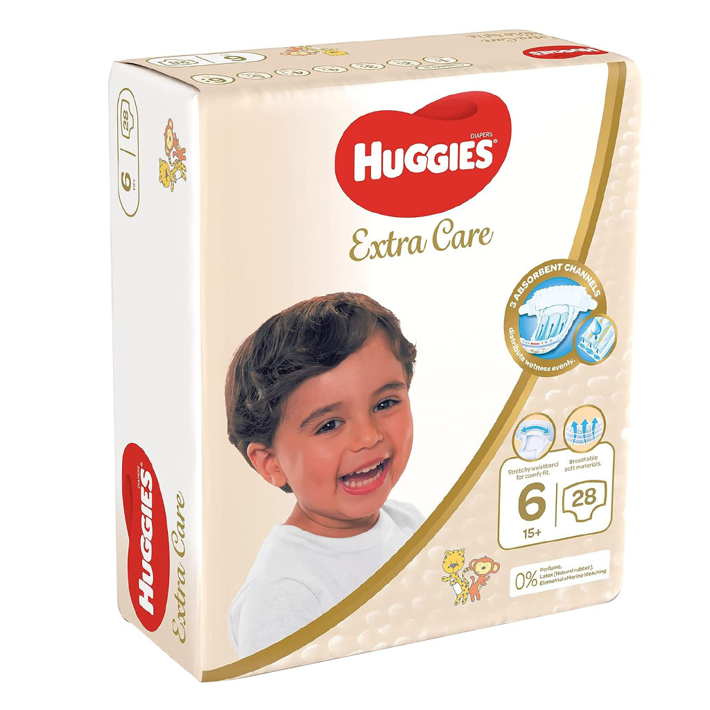 Huggies Extra Care Baby Diapers, Size 6, 15+Kg, Pack of 28's