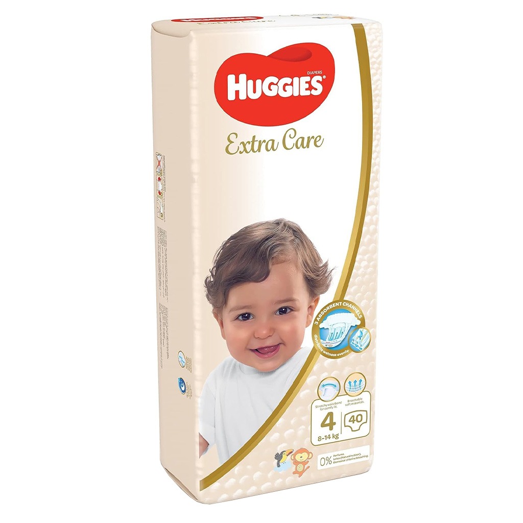 Huggies Extra Care Baby Diapers, Size 4, For 8-14kg Baby, Pack of 40's
