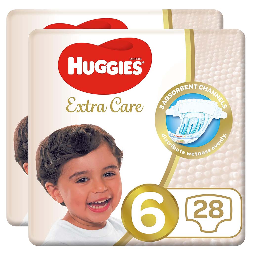 Huggies Extra Care Baby Diapers, Size 6, For 15+kg Baby, Promo Pack of 2 x 28's