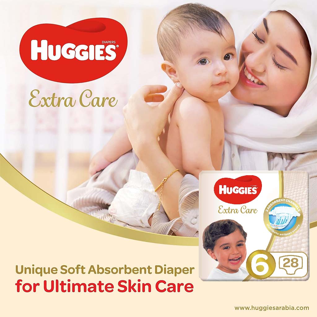 Huggies Extra Care Baby Diapers, Size 6, For 15+kg Baby, Promo Pack of 2 x 28's