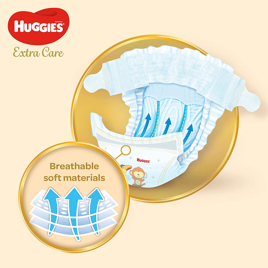 Huggies Extra Care Baby Diapers, Size 4, For 8-14Kg, Promo Jumbo Pack of 2 x 68's