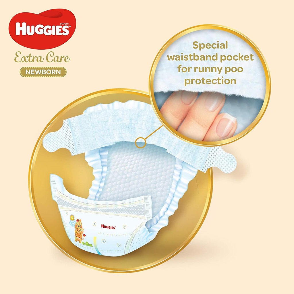 Huggies Extra Care Newborn Diapers, Size 1, 1-5Kg, Promo Jumbo Pack of 2 x 64's
