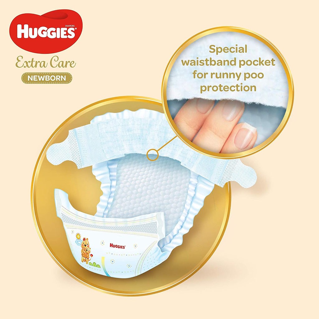 Huggies Extra Care Newborn Diapers, Size 2, 4-6Kg, Promo Jumbo Pack of 2 x 64's
