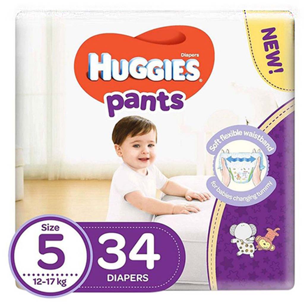 Huggies Pants, Size 5, Diaper For 12-17kg Baby, Pack of 34's