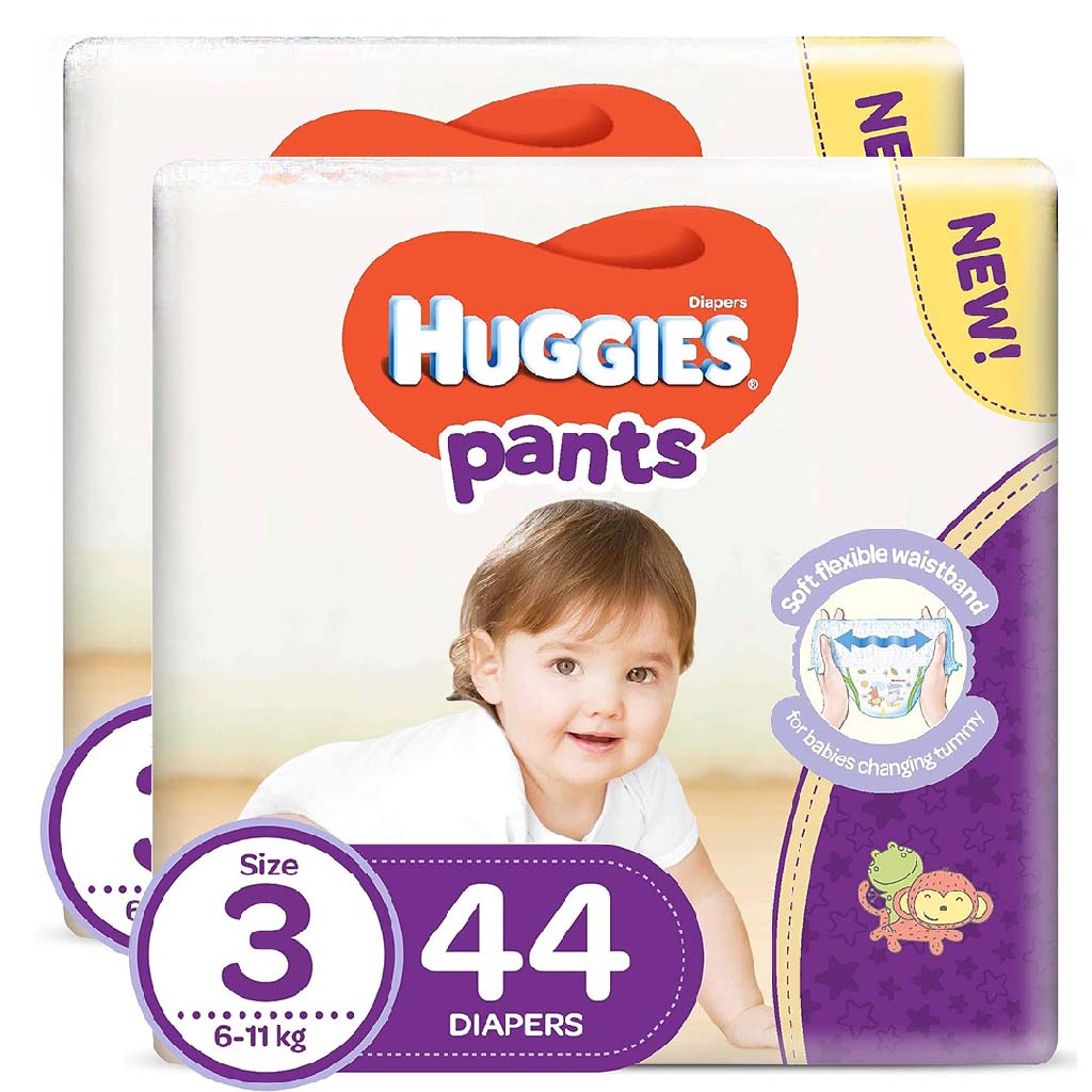 Huggies Active Baby Diaper Pants, Size 3, 6-11Kg, Promo Pack of 2 x 44's