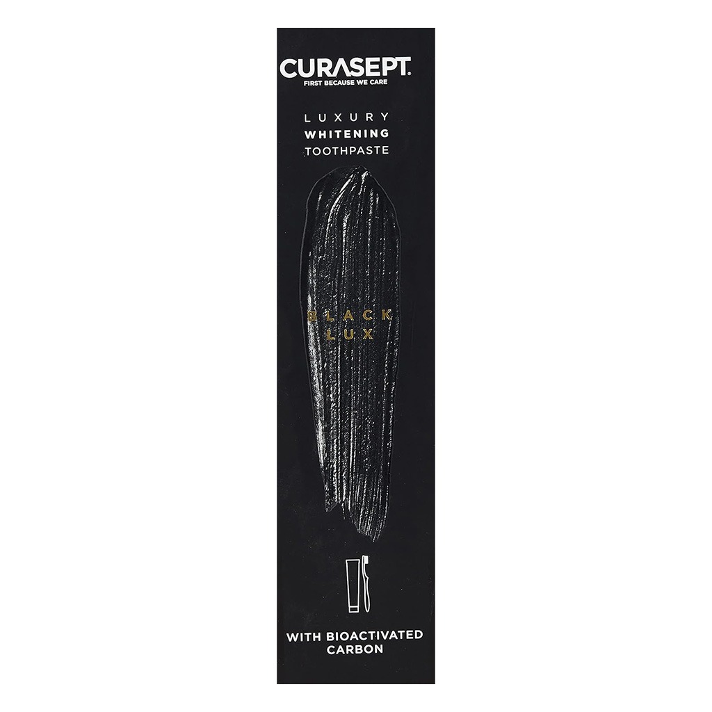 Curasept Black Luxury Whitening Toothpaste With Activated Carbon 75ml + Curasept Whitening Toothbrush, Pack of 2 pieces