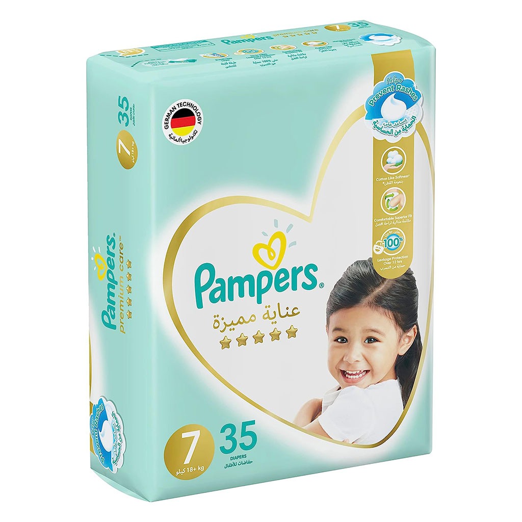 Pampers Premium Care Baby Diapers, Size 7, 18+Kg, Pack of 35's
