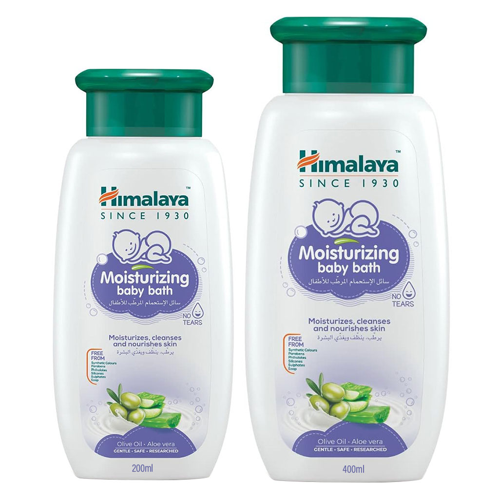 Himalaya Moisturizing No-Tears Gentle Baby Bath With Olive Oil & Aloe Vera 400ml + 200ml Value Pack