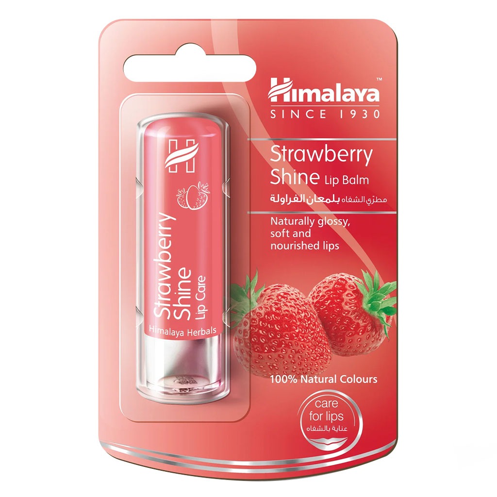 Himalaya Strawberry Shine Lip Balm For Dry Chapped Lips 4.5g