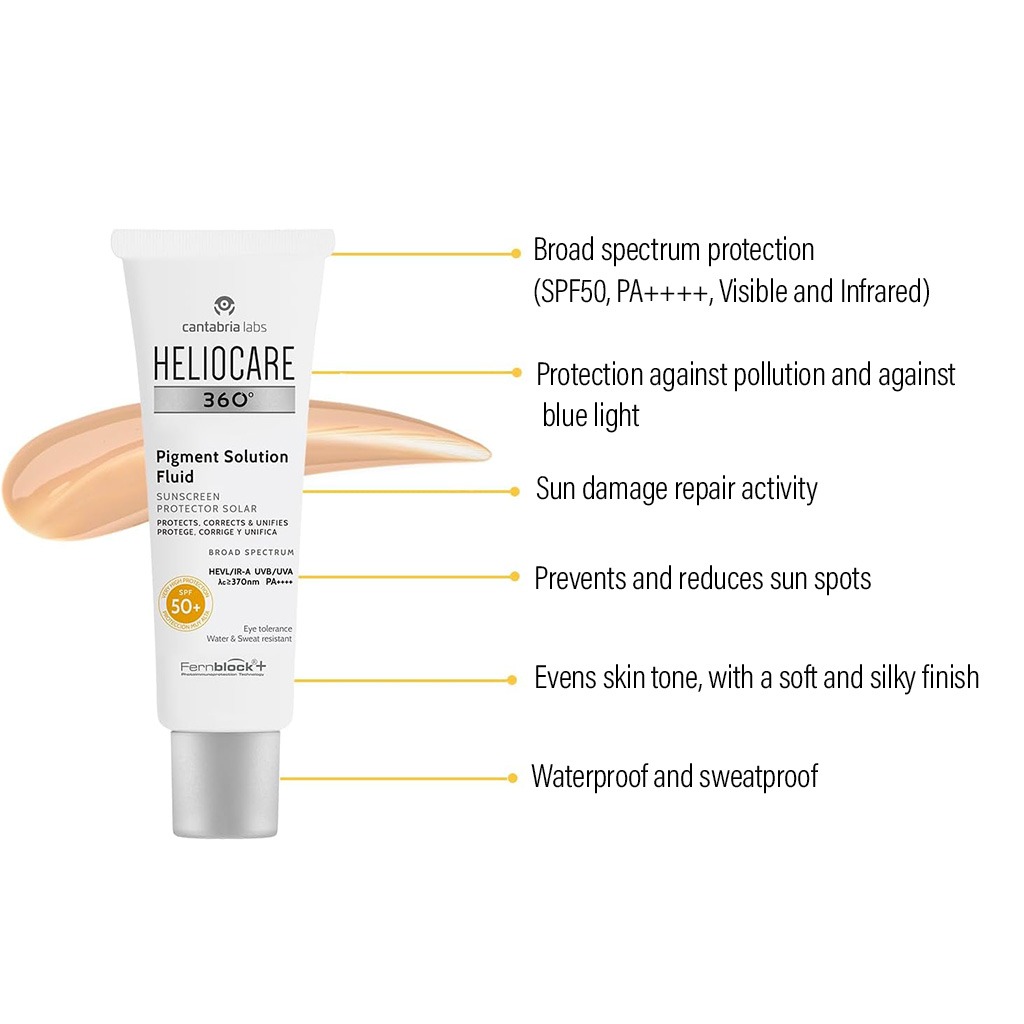 Heliocare 360° Pigment Solution Fluid Broad Spectrum Sunscreen With SPF50+ & PA++++ 50ml
