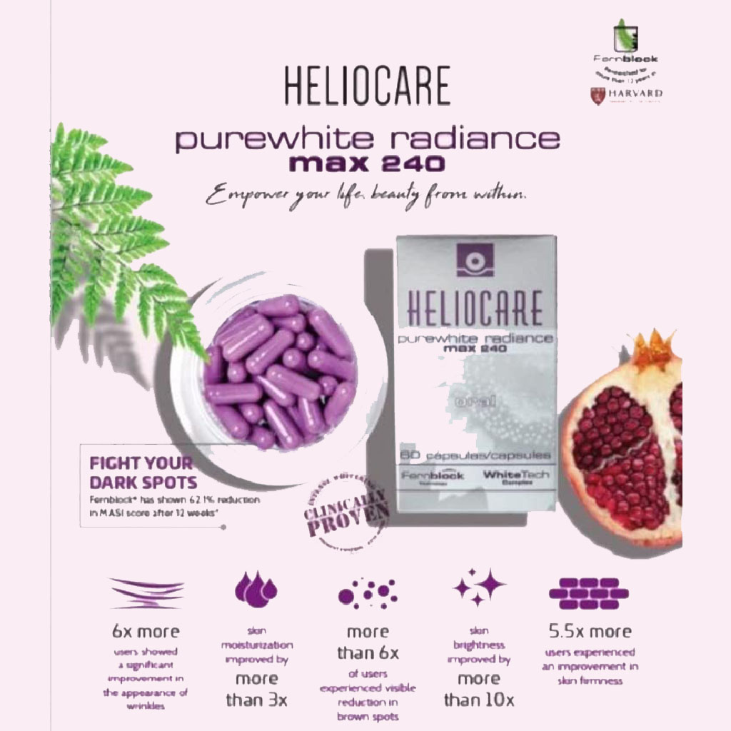 Heliocare Purewhite Radiance Max 240 Oral Capsules With White Tech Complex, Pack of 60's