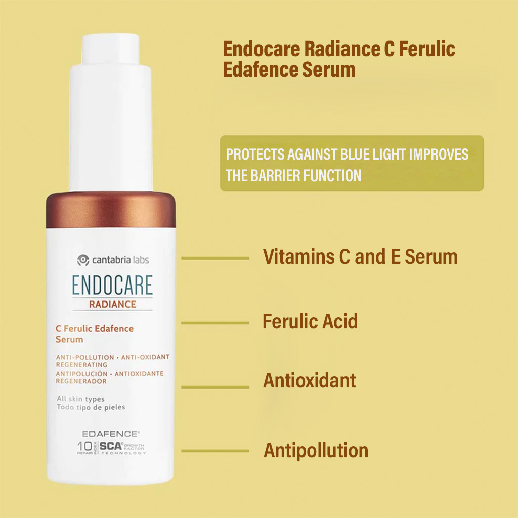 Endocare Radiance C Ferulic Edafence Anti-oxidant Anti-pollution Regenertaing Face Serum For All Skin Types 30ml