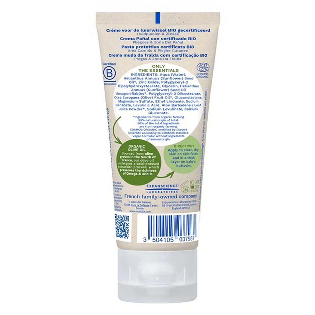 Mustela Bio Organic Moisturizing & Soothing Fragrance-Free Baby Diaper Cream 75ml