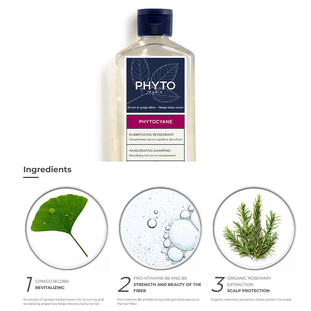 Phyto Phytocyane Invigorating Shampoo For Women 250ml