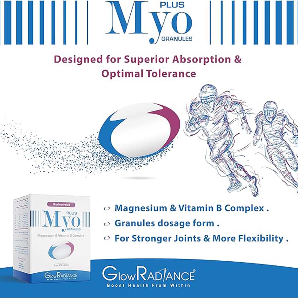 GlowRadiance Myo Plus Magnesium & Vitamin B Complex Granules 2g, Pack of 20 sticks