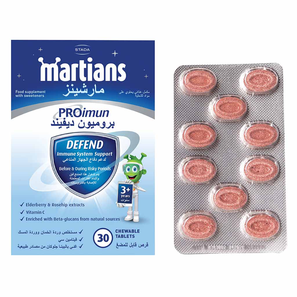 Martians PROimun Defend Kids Immune Support Supplement Chewable Tablets For 3+ Years, Pack of 30's