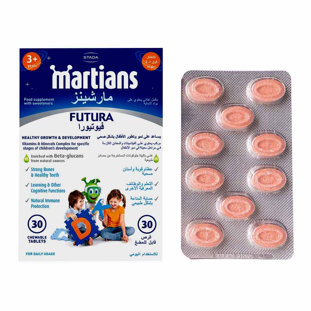 Martians Futura Kids Daily Supplement Chewable Tablets For Healthy Growth & Development, Pack of 30's 